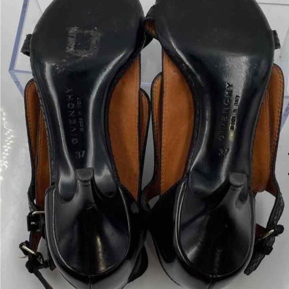 Givenchy Black Snake-Embossed Python Leather Ankle Strap Heels – EU 37 / US 7 - Picture 14 of 16